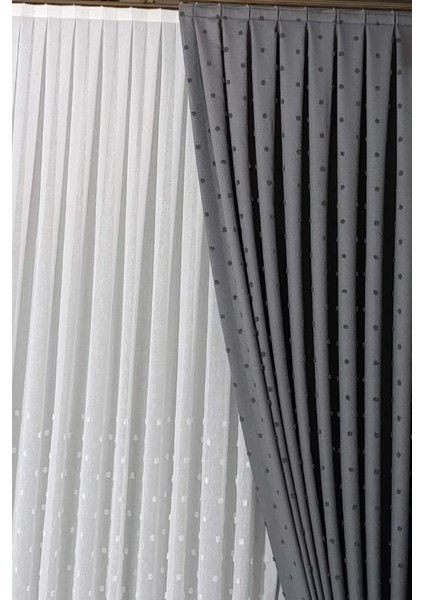 Taç Iskandinav Ponponlu Fon Perde Antrasit 1x3 Sık Pile fırsatları