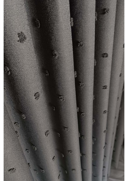 Taç Iskandinav Ponponlu Fon Perde Antrasit 1x3 Sık Pile