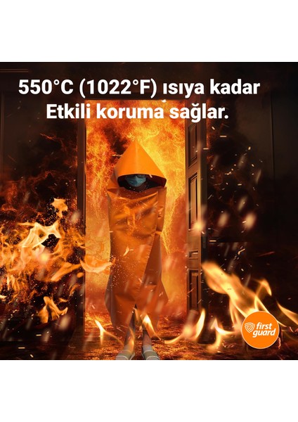 Yanmaz Pelerin ve Yangın Battaniyesi, 550°C (1022°F) DAYANIKLI,%100 Fiberglas, 160X145 Cm, Askı Aparatı Hediyeli,ce EN1869:2019