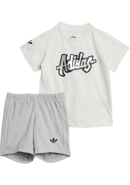 Çocuk Beyaz Eşofman Short Tee Set Jd1042