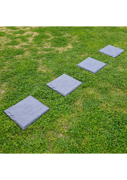 Dekoratif Bahçe Basamak Taşı, 4lü Paket, Plastik Yer Döşemesi, 39 cm x 39 cm, Antrasit fiyatları