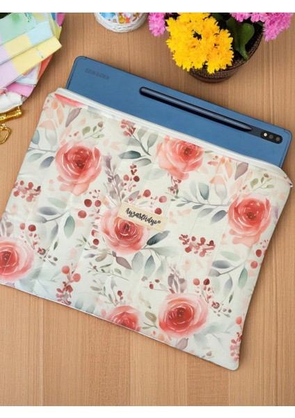 Pofuduk Kitap Kılıfı, Kitap Çantası, Apple iPad/tablet Aksesuar Çantası (30X24CM) - Red Roses
