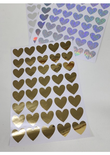 Yapışkanlı Sticker Kalp Şekilli Sticker Etiket Parlak Gold 40 Adet 3.5x3.5 cm fiyatları