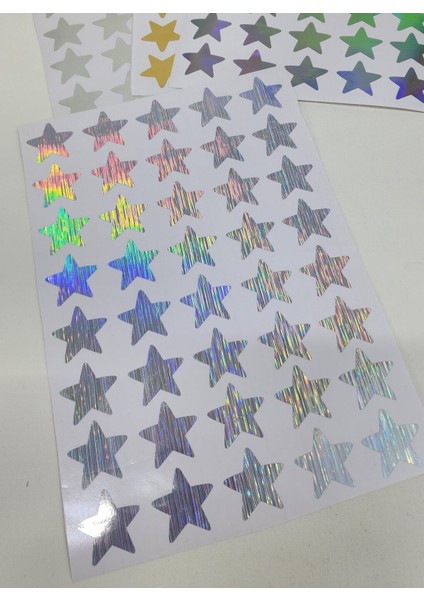 Yapışkanlı Sticker Yıldız Şekilli Sticker Etiket Holografik Renkli 40 Adet 3.5x3.5 cm fiyatları