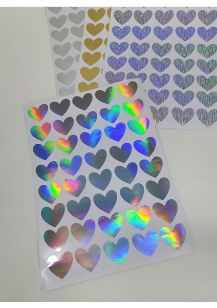 Yapışkanlı Sticker Kalp Şekilli Sticker Etiket Gökkuşağı Renkli 40 Adet 3.5x3.5 cm fiyatları