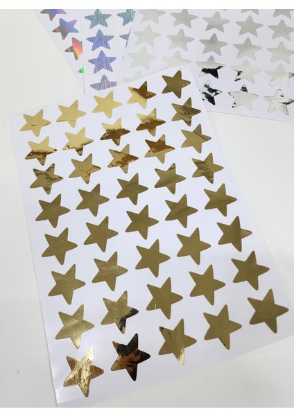 Yapışkanlı Sticker Yıldız Şekilli Sticker Etiket Parlak Gold Renkli 40 Adet 3.5x3.5 cm fiyatları