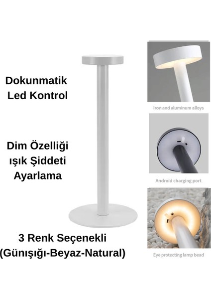 Dokunmatik Şarjlı Dekoratif Halter LED Masa Lambası