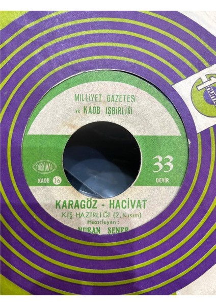Nuran Şener – Karagöz - Hacivat (Kış Hazırlığı) 1968 Baskı 45LİK fiyatları