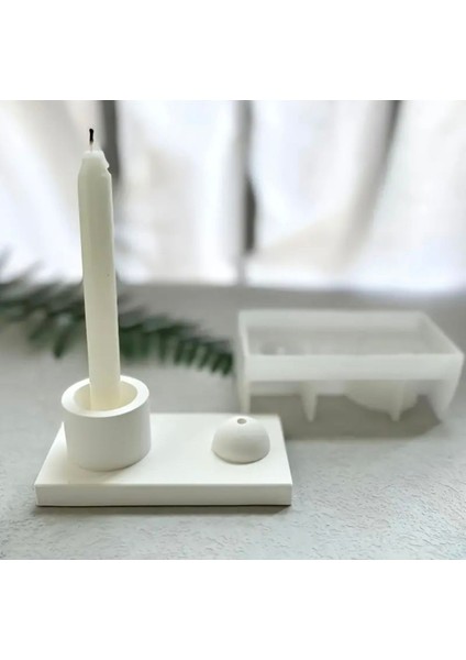 Aladağ Home 12 cm Beyaz Beton Tütsülük ve Kibritlik Seti - Şık ve Minimalist Tasarım modelleri