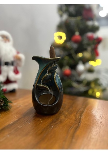 Seramik Alacalı Turkuaz Geri Akış Tütsülük 13CM Yükseklik -8 cm En fırsatları