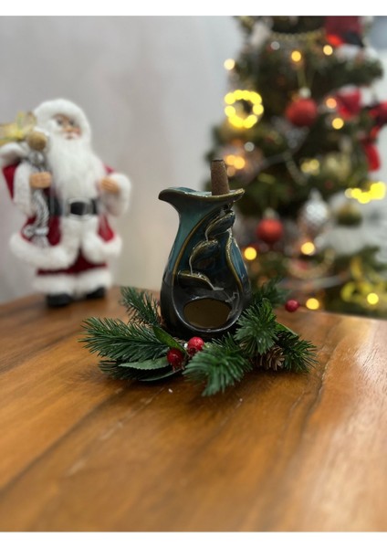 Seramik Alacalı Turkuaz Geri Akış Tütsülük 13CM Yükseklik -8 cm En indirimleri