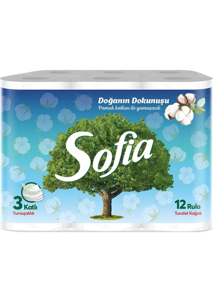 3 Katlı 12'li Rulo Kağıt Havlu + Sofia 3 Katlı 12'li Tuvalet Kağıdı--(2'li Set)