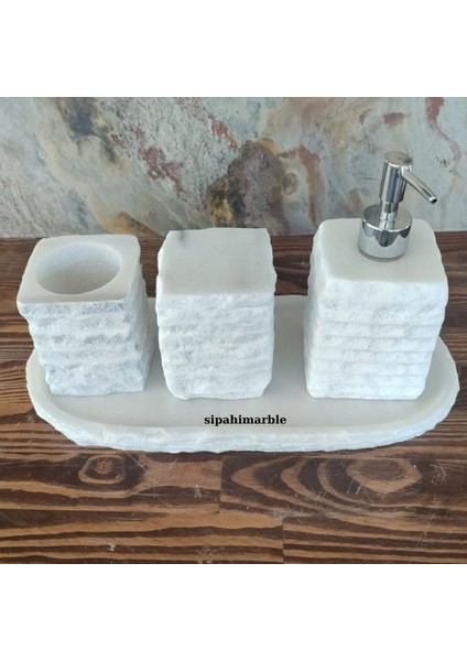 Beyaz Mermer 4'lü Modern Banyo Seti modelleri