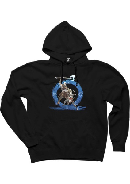 God Of War Ragnarok Kratos Atreus Cartoon Siyah Kapşonlu Sweatshirt Hoodie