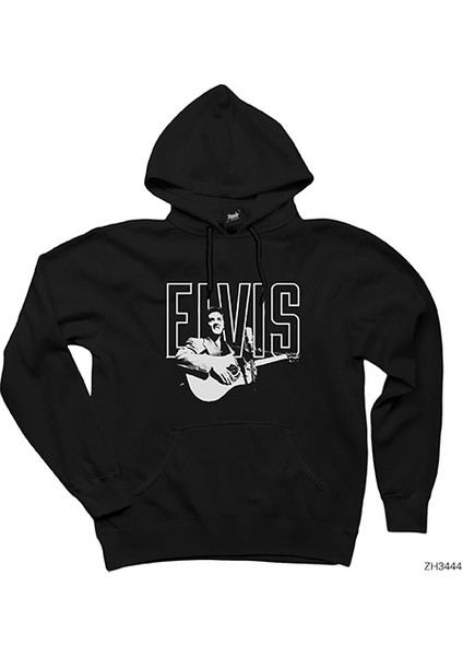 Elvis Presley Guitar Siyah Kapşonlu Sweatshirt Hoodie
