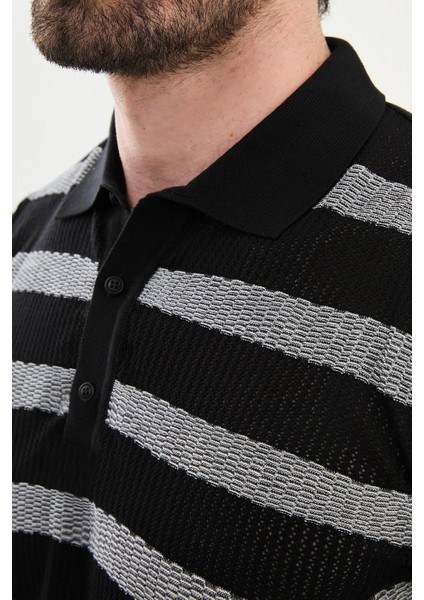 Çizgili Slim Fit Polo Yaka Erkek Triko T-Shirt fiyatları