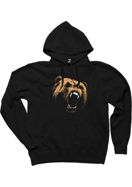 Grizzly Bear Siyah Kapşonlu Sweatshirt Hoodie