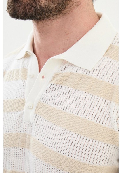 Çizgili Slim Fit Polo Yaka Erkek Triko T-Shirt modelleri