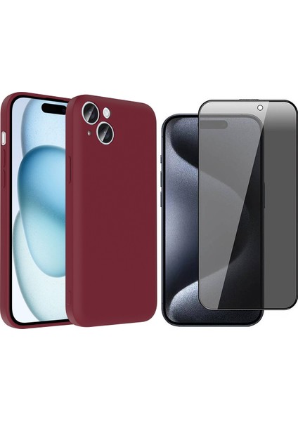 iPhone 15 Plus Kılıf Kamera Korumalı Kartlık Hazneli Zore Vitra Kapak + Hayalet Ekran Koruyucu