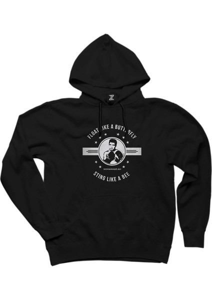 Muhammed Ali Butterfly Siyah Kapşonlu Sweatshirt Hoodie