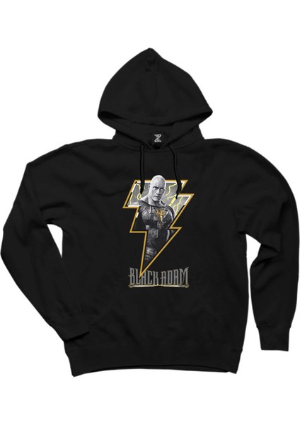Black Adam Logo Siyah Kapşonlu Sweatshirt Hoodie
