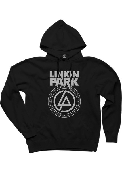 Linkin Park Logo ve Star Siyah Kapşonlu Sweatshirt Hoodie