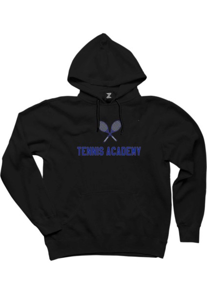 Tennis Academy Siyah Kapşonlu Sweatshirt Hoodie