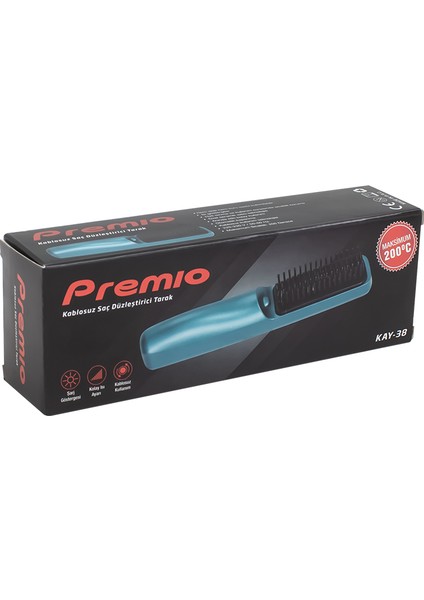 Premıo Kay-38 Şarj Göstergeli Kablosuz Taşınabilir Saç Düzleştirici Tarak (5057)