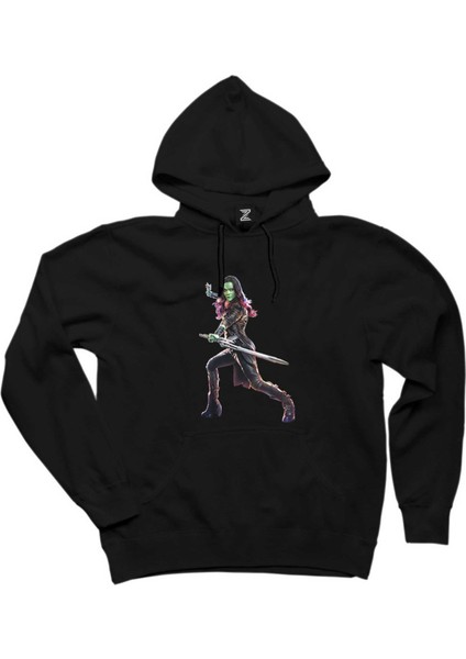 Galaksinin Koruyucuları Gamora Siyah Kapşonlu Sweatshirt Hoodie
