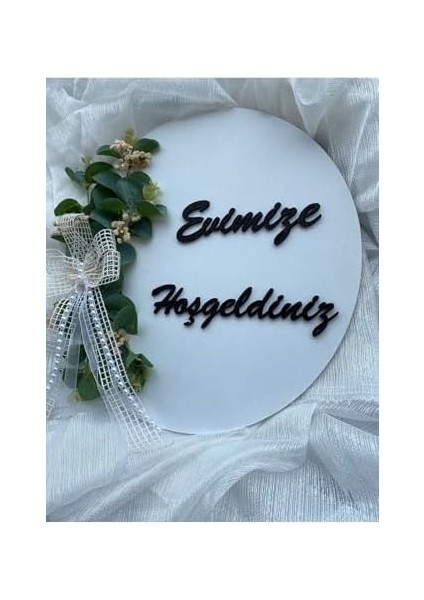 Kapı Süsü Evimize Hoşgeldiniz Ahşap Okaliptus Yaprağı Beyaz Hediyelik 23-1 Beyaz fiyatları