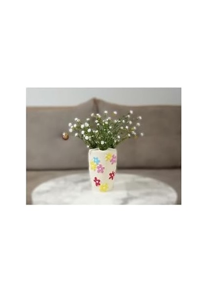 Menashop Metrashop Dahil,vazo Dahil,vazoda Çiçek,beyaz Yapay Çiçek,vazo Dekoratif Renkli Papatyalı Poliresin 5X5X16CM fiyatları