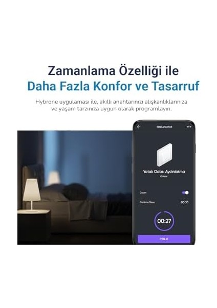 Menashop Metrashop Duvar Tipi Tekli Akıllı Anahtar, Aşırı Yük Koruma, Zamanlayıcı, Ayarlanabilir LED Gösterge, Uygulama ile Uzaktan Kontrol