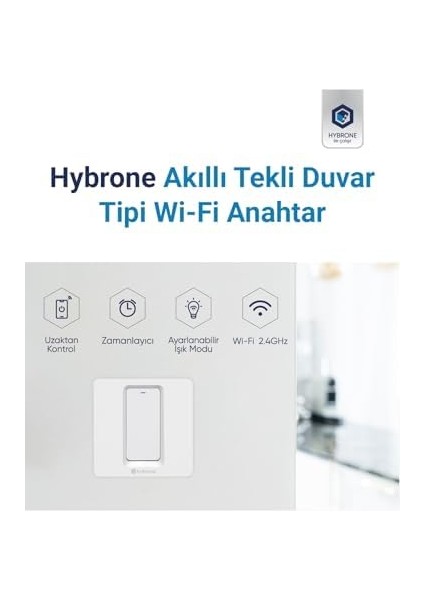 Menashop Metrashop Duvar Tipi Tekli Akıllı Anahtar, Aşırı Yük Koruma, Zamanlayıcı, Ayarlanabilir LED Gösterge, Uygulama ile Uzaktan Kontrol