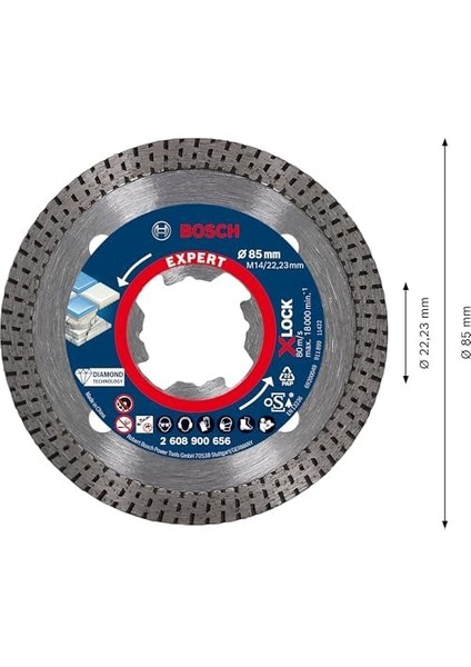 Menashop Metrashop Professional 1x Expert Hardceramic X-Lock Elmas Kesme Diskleri (Sert Fayanslar, Sert Taş, Ø 85 Mm, Aksesuar Küçük Avuç Taşlama Makinesi)