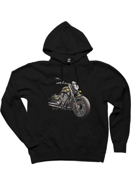 Kruvazör Motosiklet Siyah Kapşonlu Sweatshirt Hoodie