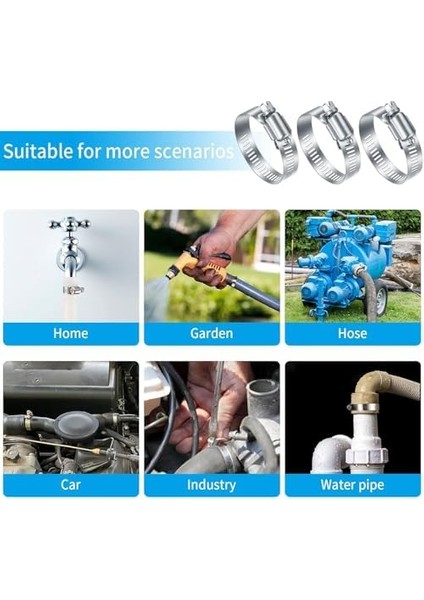 Menashop Metrashop 20 Adet Hortum Kelepçesi, Ayarlanabilir Solucan Dişli Boru Kelepçesi, Sıhhi Tesisat, Otomotiv, Mekanik, Su Borusu Kelepçesi Olarak Uygundur modelleri