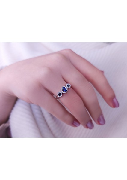 Safir ve Pırlanta Taşlı Tria Yüzük 0405R0003 fırsatları