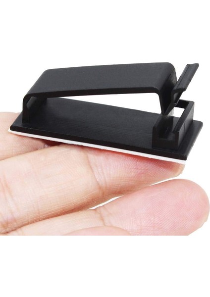 Menashop Yapışkanlı 4 Adet Kablo Düzenleyici Klips, Çok Amaçlı Kablo Düzenleyici Klips (Siyah)