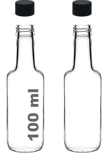 100 ml Şeffaf Standart Sosluk 100 cc Sızdırmaz Kapaklı Cam Şişe (2)