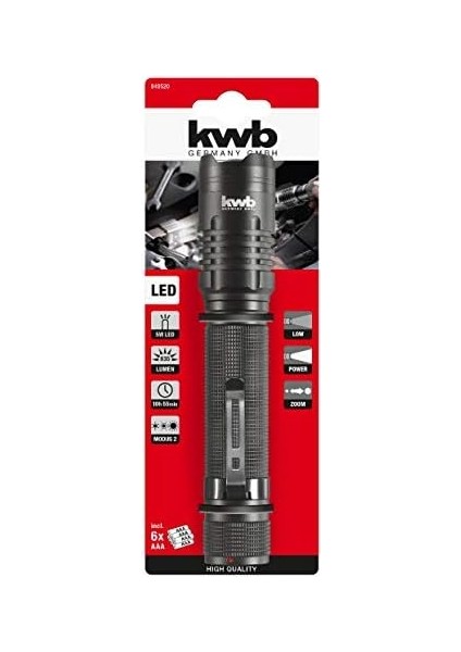 Menashop LED Teknolojili Alüminyum Cep Lambası, 6 Aaa Pil Dahil, Ansı Fl 1 Standart, 2 Aydınlatma Modlu Lamba + Zoom Odaklama