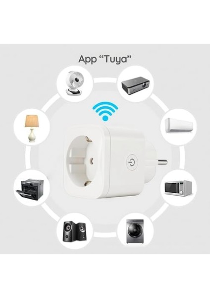 Menashop LED Wi-Fi Akıllı Priz Uzaktan Telefonla Kontrol Edilebilir 16 | Tuya, Google Asistant, Amazon Alexa Uyumlu (2)
