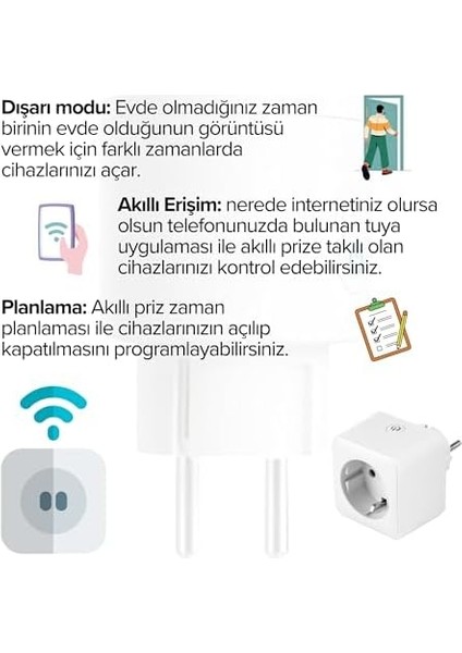 Menashop LED Wi-Fi Akıllı Priz Uzaktan Telefonla Kontrol Edilebilir 16 | Tuya, Google Asistant, Amazon Alexa Uyumlu (2)