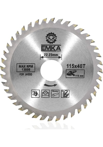 Menashop Metrashop Emka Ahşap Kesme Sunta Testeresi 115 mm 40 Diş