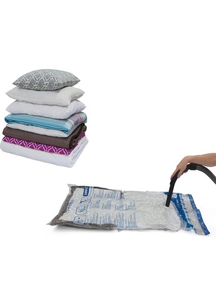 Vakumlu Hurç Poşet Saklama Torbası (Large 50 x 70) - Plastik, Karışık, Fermuarlı, Su Geçirmez, Elastik ve Dayanıklı, Vakumla Kapatılabilir, Boyut Ayarlanabilir
