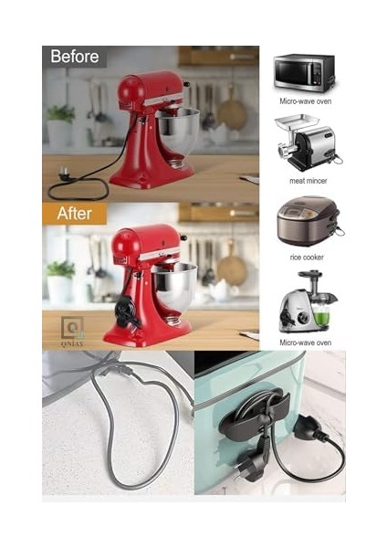 Menashop Metrashop Kablo Toplama Sabitleme Aparatı (1ADET) Yapışkanlı Çok Amaçlı Airfryer Kablo Sarma Aparatı |