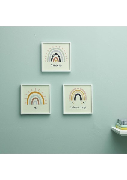 Odasına Özel Minimal Gökkuşağı Tasarımlı Çerçeve - 20 x 20 cm , Yeniden Kullanılabilir Yapışkanlı