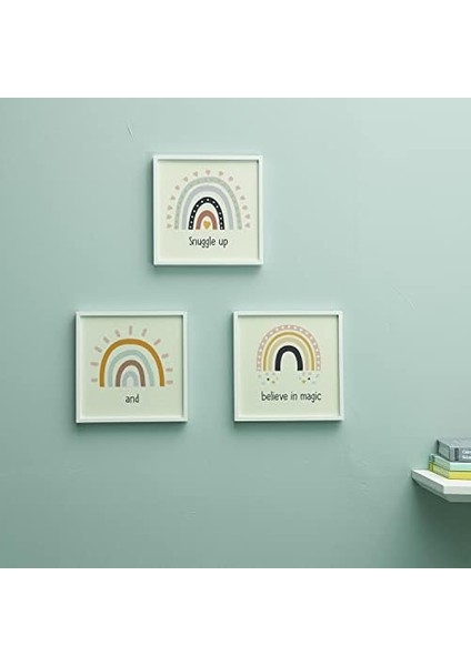 Odasına Özel Minimal Gökkuşağı Tasarımlı Çerçeve - 20 x 20 cm , Yeniden Kullanılabilir Yapışkanlı
