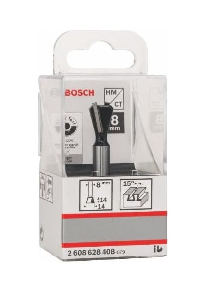 Menashop Professional Bosch Professional Aksesuar 2 608 628 408 Çinko Freze Ucu 8 Mm, D1 14,0 Mm, U 14,0 Mm, 15° modelleri