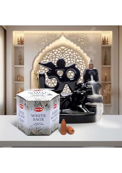 Menashop Metrashop Tütsü Geri Akış Şelale Beyaz Adaçayı Kokulu 40 Konik Tütsü - White Sage Backflow Incense Cones modelleri