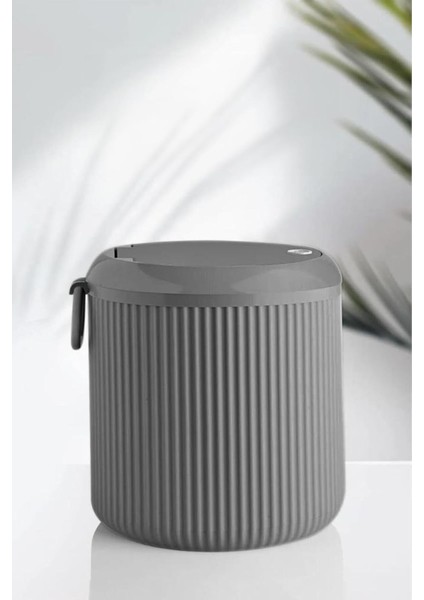 Menashop Metrashop Haus Çöp Kovası Mutfak Banyo Tezgah Üstü Taşıma Kulplu Çöp Kovası 4 Litre Gri 3029